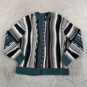 Abercrombie Fitch Sweater 3D Knit Multicolor Men Large Biggie Smalls Oversized